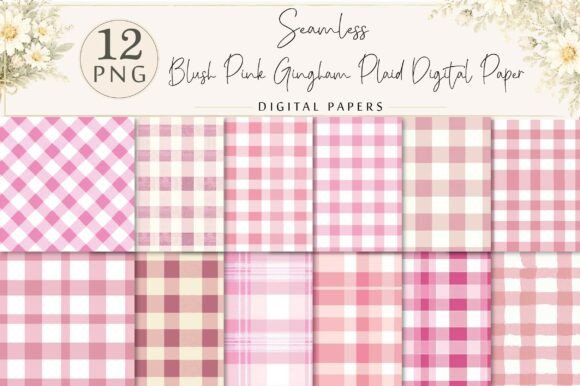 Download Blush Pink Gingham Plaid Digital Paper - Gingham plaid Collection