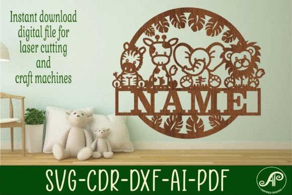 Download Cute Safari Animals Name Sign Svg Laser - Svg Collection