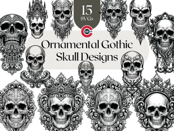 Download Ornamental Gothic Skull SVG Bundle - Svg Collection