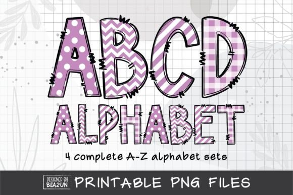 Download Purple Gingham, Dots, Chevron Alphabet - Chevron Collection
