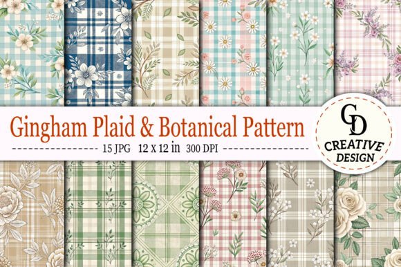 Download Gingham Plaid &amp; Botanical Pattern - Gingham plaid Collection
