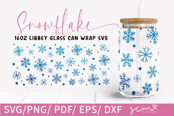 Download Snowflake 16oz Libbey Can Glass Svg Cut - Svg Collection