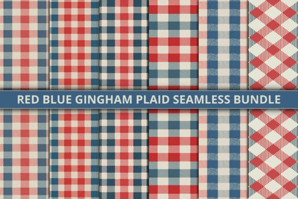 Download Red Blue Gingham Plaid Seamless Bundle - Gingham plaid Collection