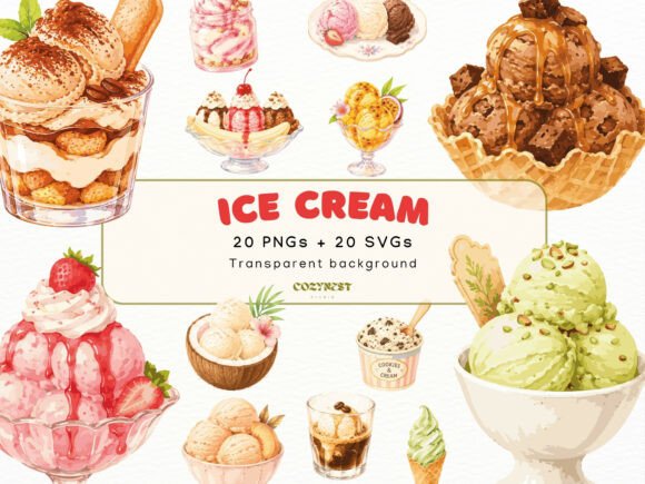 Download Ice Cream Watercolor Cliparts, PNG SVG - Svg Collection
