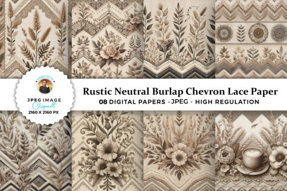 Download Rustic Neutral Burlap Chevron Lace Paper - Chevron Collection