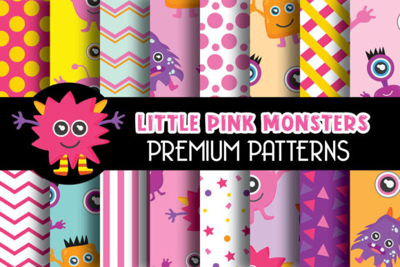 Download Little Monsters Pink Digital Patterns - Pink digital patterns Collection