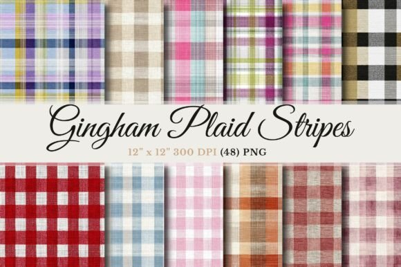 Download Gingham Plaid Stripes Digital Paper - Gingham plaid Collection