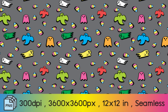 Download Candy Corn Ghost Colorful Digital Paper - Premium Resources