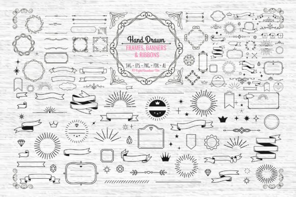 Download SVG Hand Drawn Frames, Banners &amp; Ribbons - Svg Collection