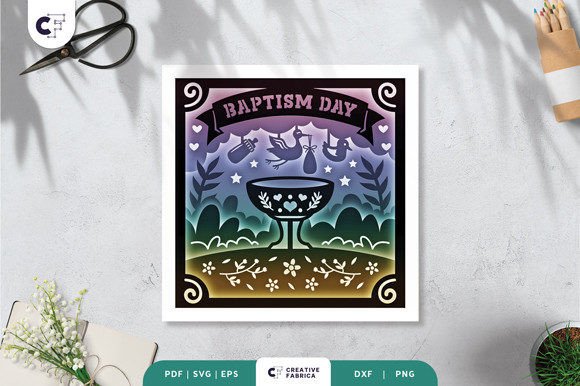 Download Baptism Day 3D Shadow Box Paper Cut SVG - Svg Collection