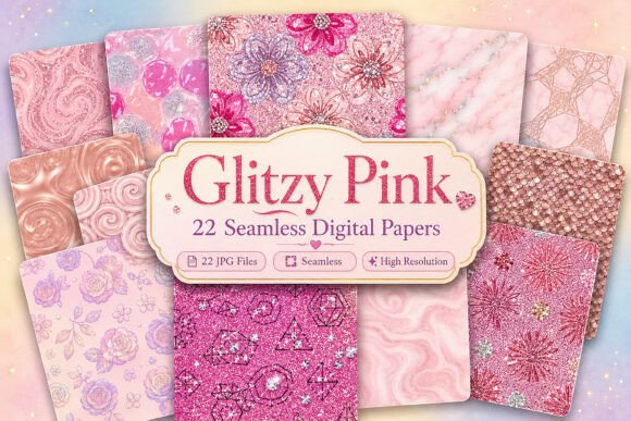 Download Glitzy Pink Digital Patterns - Pink digital patterns Collection