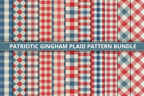 Download Patriotic Gingham Plaid Pattern Bundle - Gingham plaid Collection