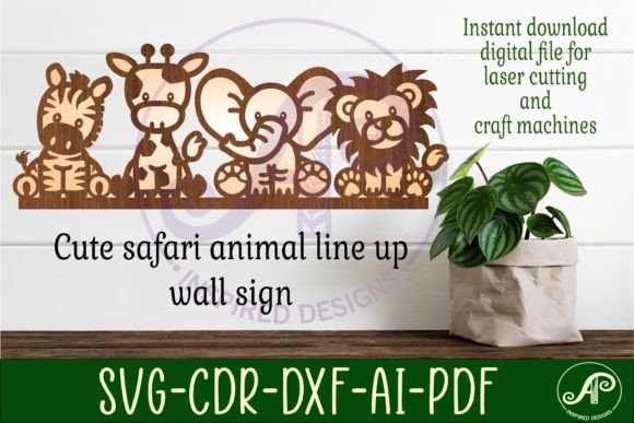Download Safari Animal Line Up Wall Art Sign, SVG - Svg Collection