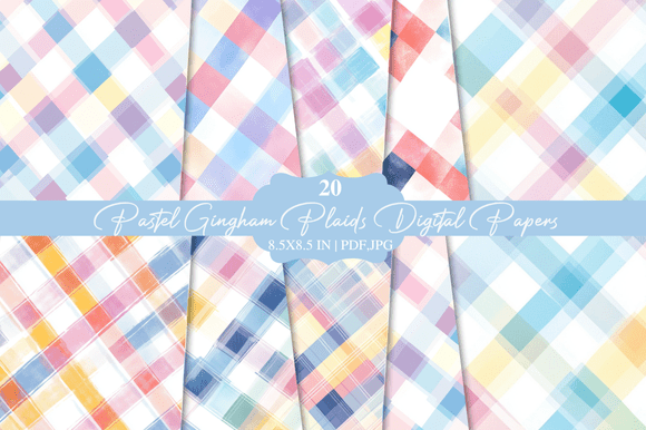 Download Pastel Gingham Plaids Digital Papers - Gingham plaid Collection