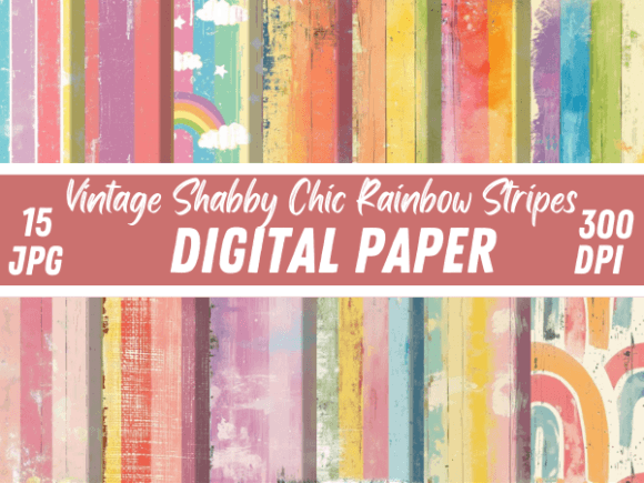 Download Distressed Shabby Chic Rainbow Stripes - Premium Resources